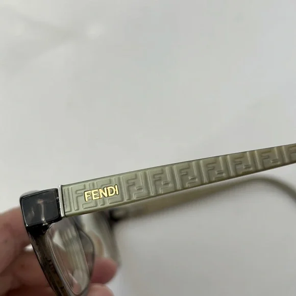 Fendi glasses frame, black brown gray marbling with gold legs and Fendi logo - Picture 1 of 8
